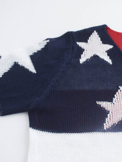 Rosa Clothing - 4th Of July Knit Summer American Flag Sweater