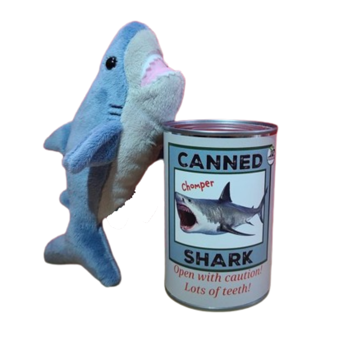 Canned Gifts - Canned Shark | Stuffed Animal Plush w/Jokes | Unique Gift