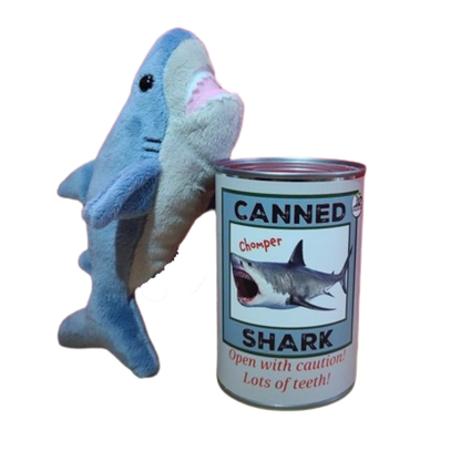Canned Gifts - Canned Shark | Stuffed Animal Plush w/Jokes | Unique Gift