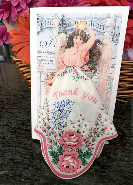 MOMENTS IN THYME - Thank You Angel Keepsake Hanky Card