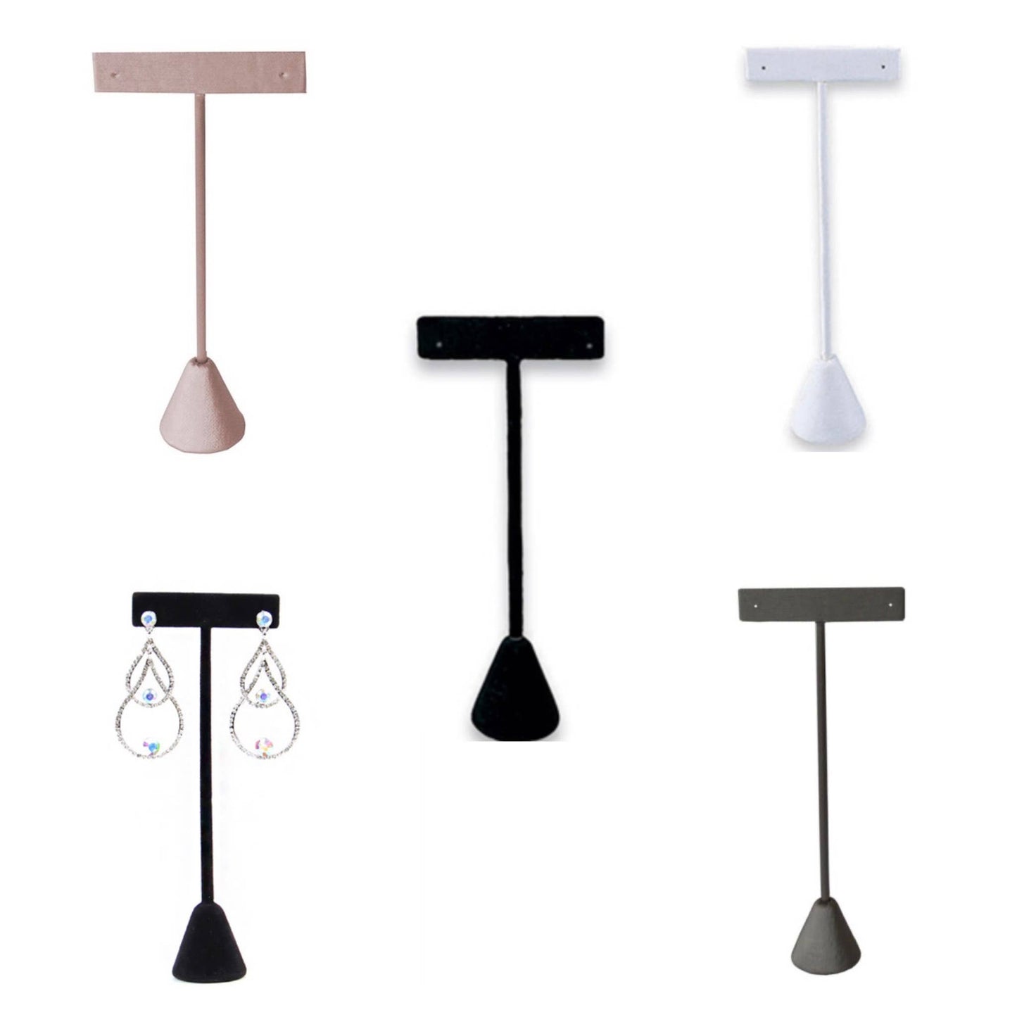 Zakka - Leather Earring T Stand Showcase Display Organizer: Steel Pink Leather