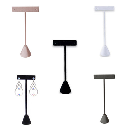 Zakka - Leather Earring T Stand Showcase Display Organizer: Steel Pink Leather
