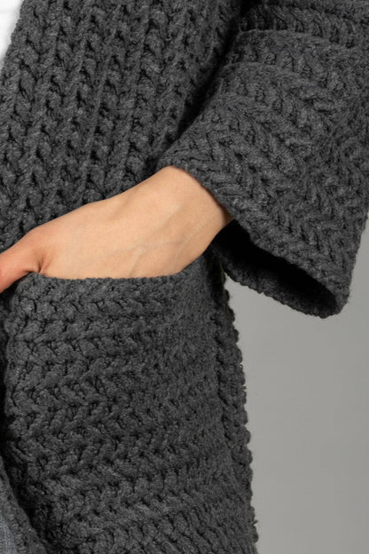 SAACHI - Long Sleeve Kimono Cable Knit Cardigan
