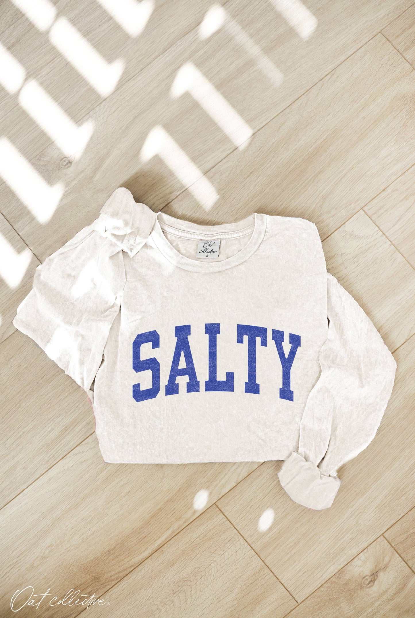 OAT COLLECTIVE - SALTY Mineral Washed Long Sleeve Graphic: STORM / M