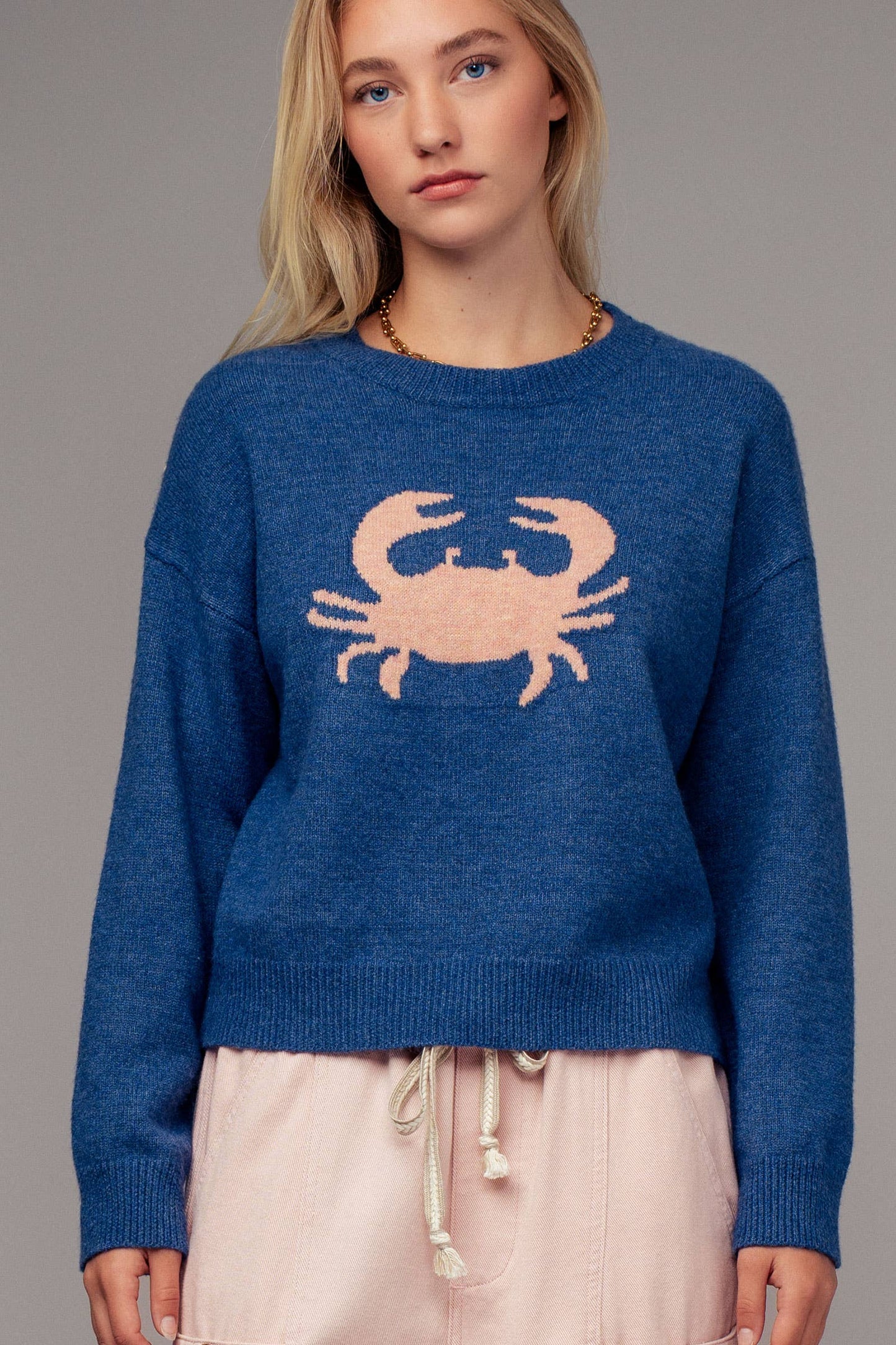Urban Daizy - Crab Graphic Relaxed Knit Sweater
