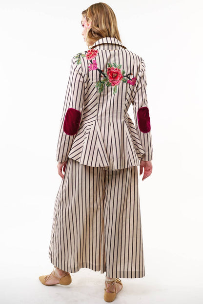 Aratta - Derby Princess Stripe Blazer: Cream Stripes / L