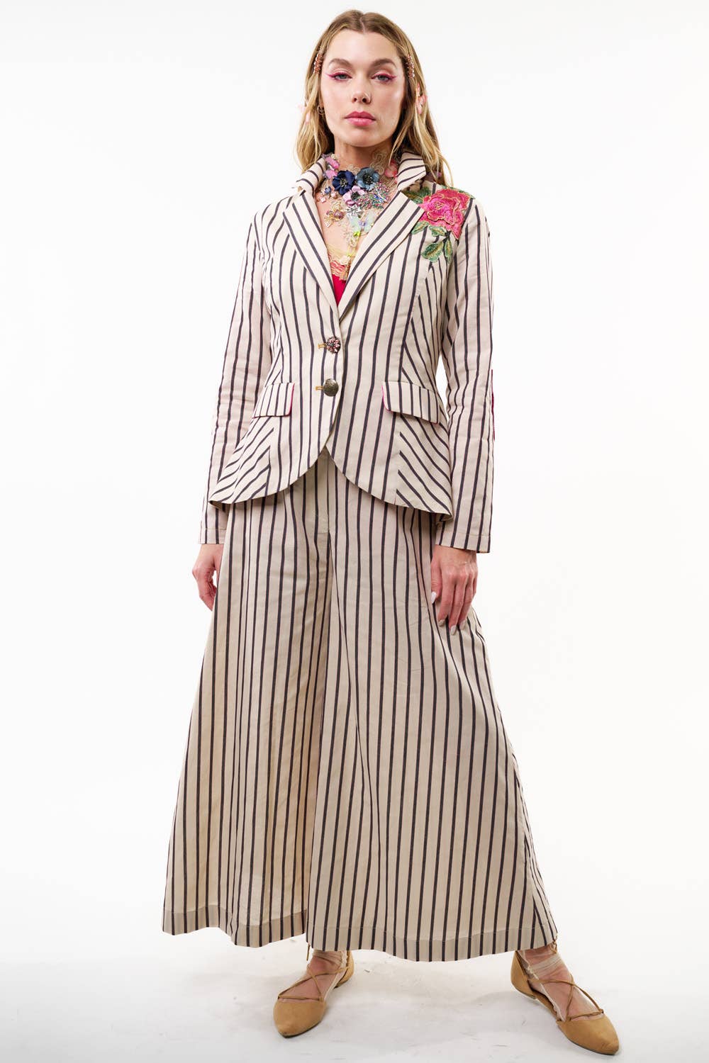 Aratta - Derby Princess Stripe Blazer: Cream Stripes / M