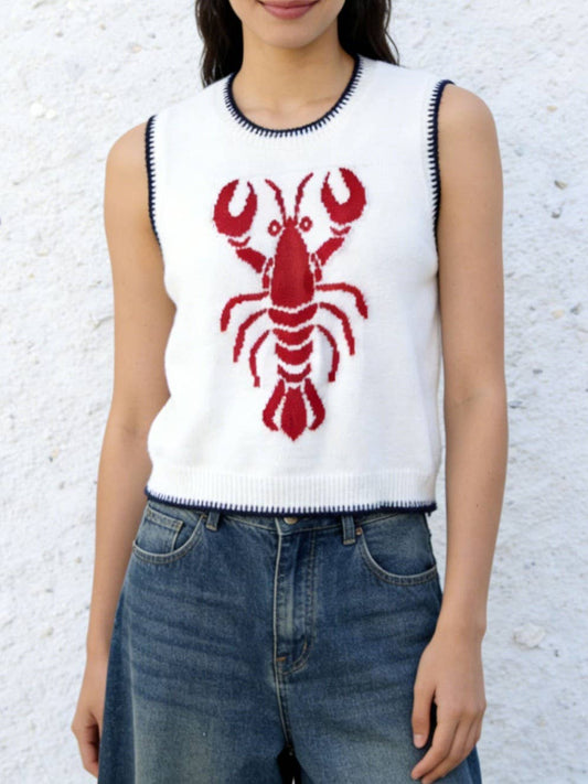 Rosa Clothing - Lobster pattern knit sweater vest tank top