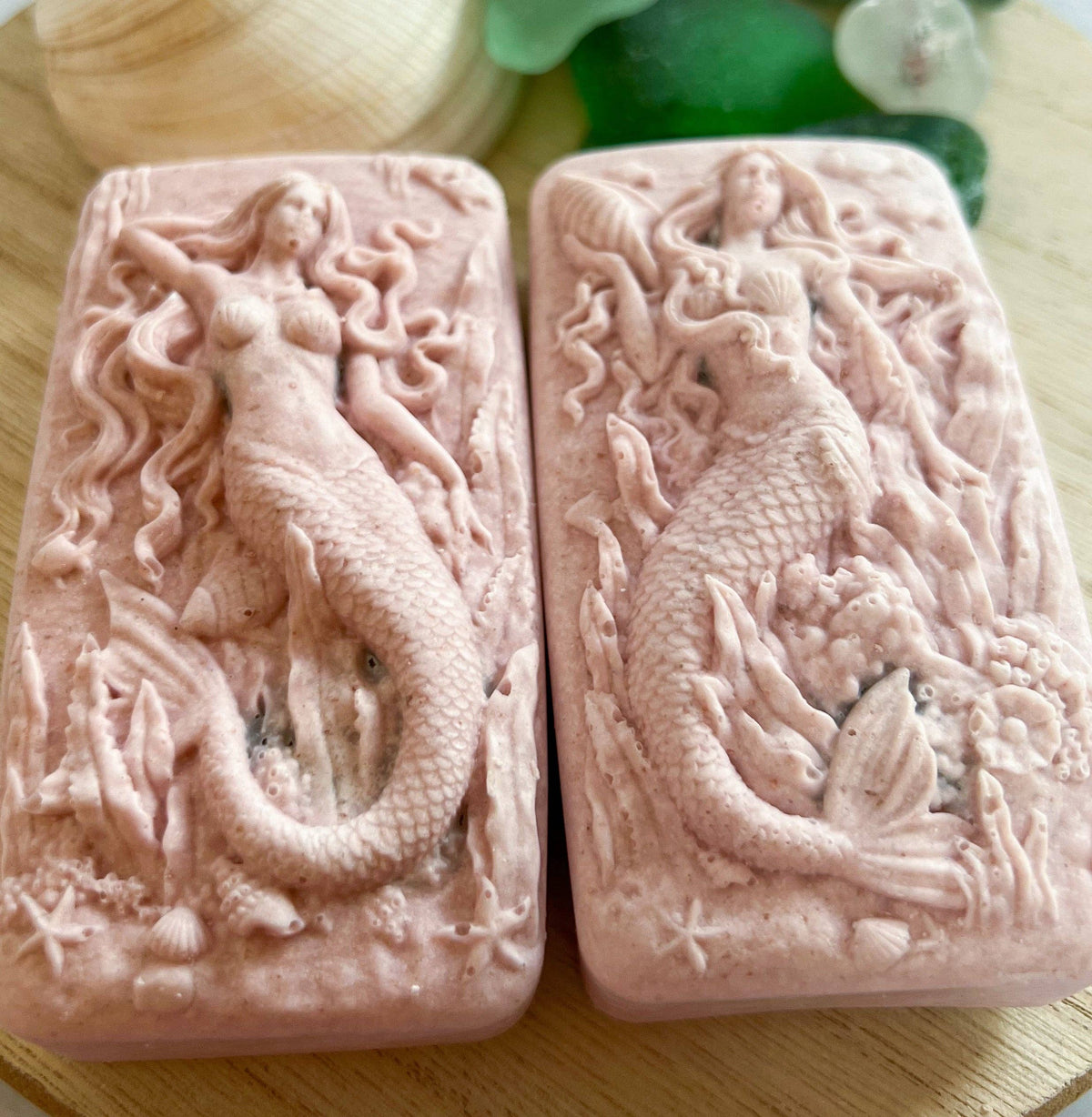 Fairyland Glade - Peachy Keen Hidden Sea Glass Sea Salt Soap MADE TO ORDER