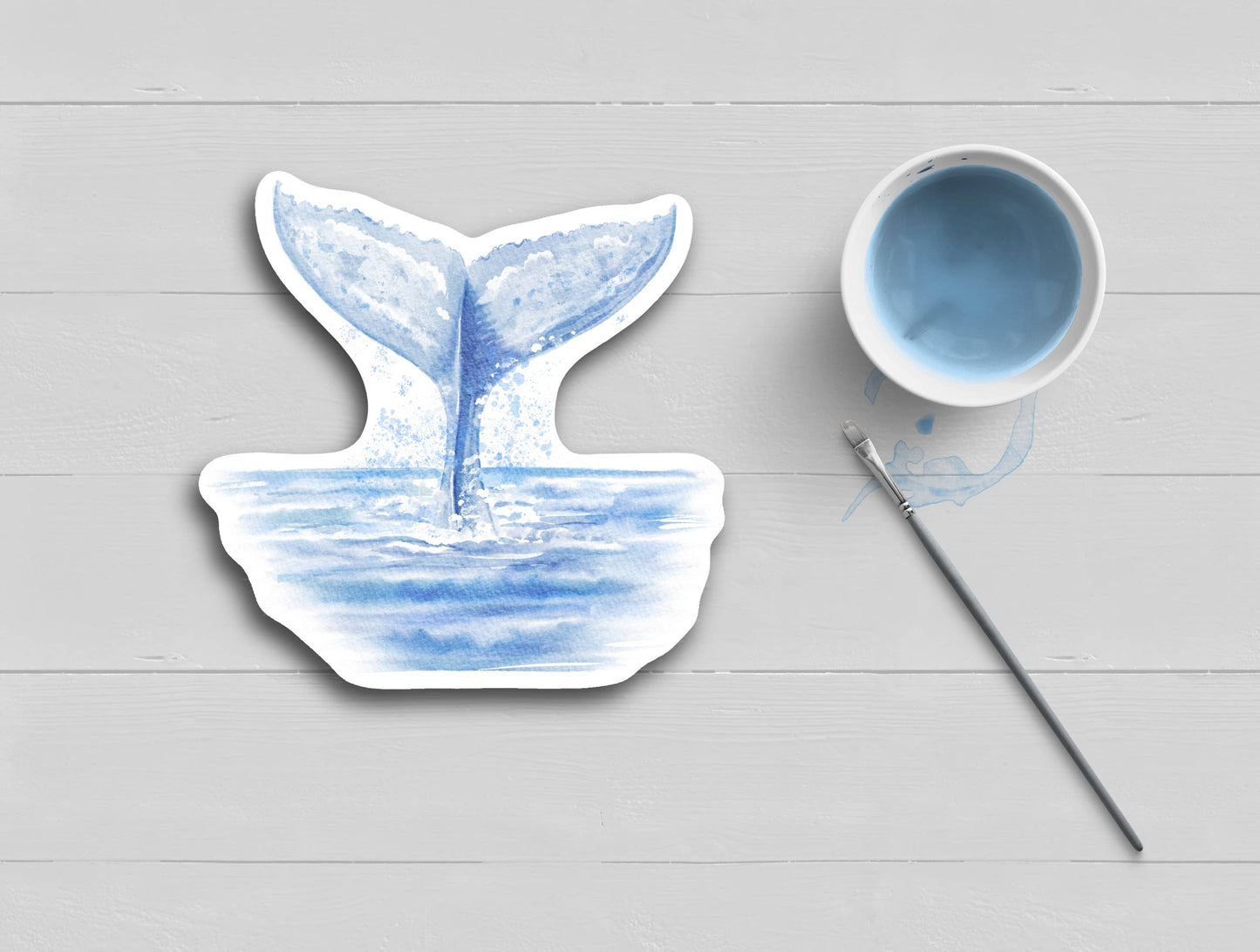 WonderfullyWrittenCo - Whales Tail Watercolor Coastal Sticker/Decal