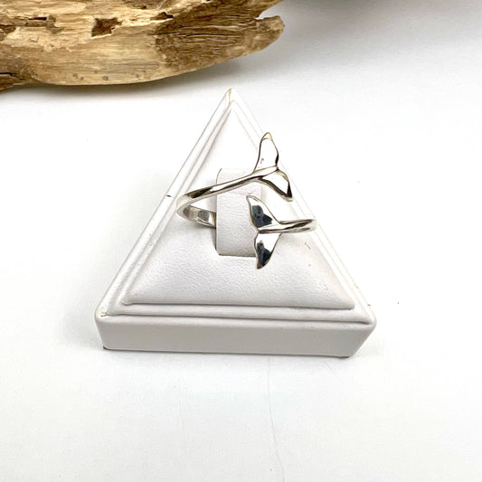 Handmade Coastal Jewelry - Sterling silver Adjustable Whale Tail Ring