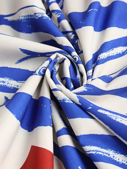 Rosa Clothing - Smocked mackerel print sundress seaside ocean strap dress