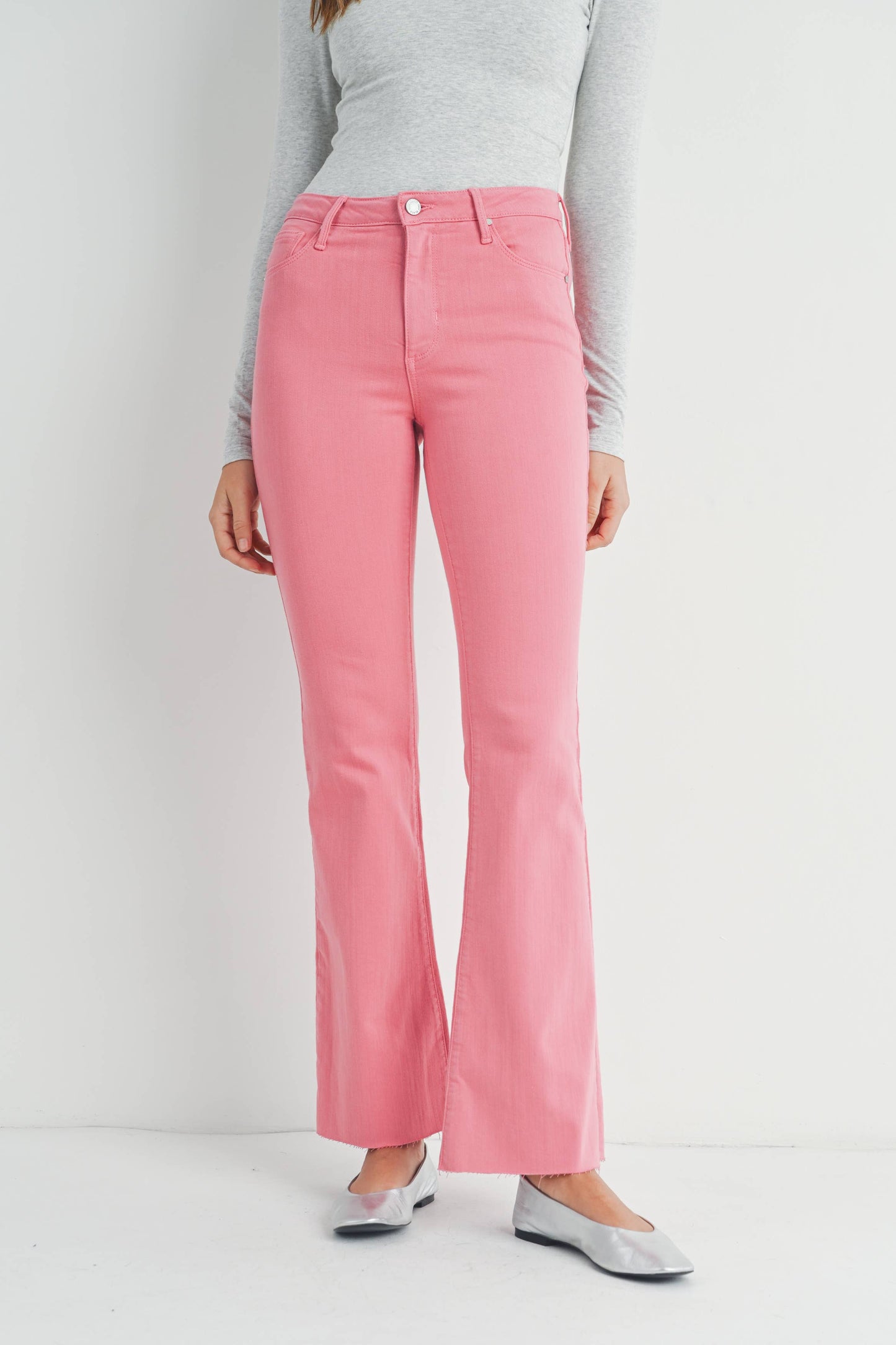 JUST BLACK DENIM - BP333J-A - ROSE QUARTZ - High Rise Scissor Cut Flare