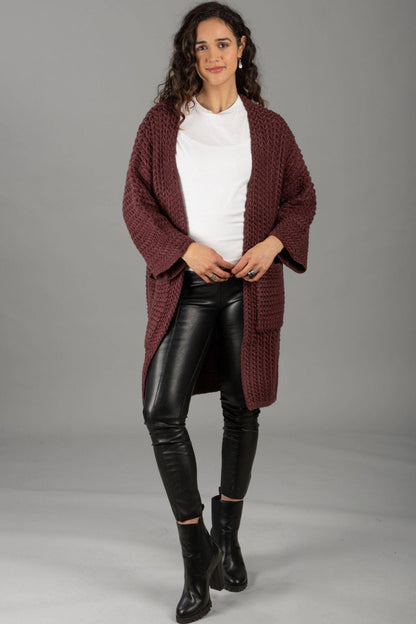 SAACHI - Long Sleeve Kimono Cable Knit Cardigan