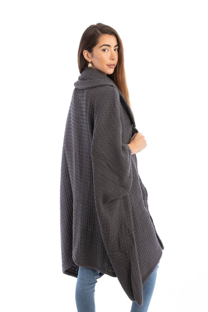 SAACHI - Comfy Oversized Waffle Knit Collared Jacket