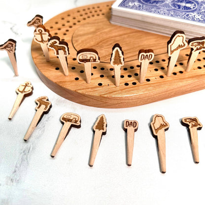 Cast & Carve - Deluxe Wildlife Mini Cribbage Board with Custom Pegs: We will enter text in customization box below / Lighthouse / Select Best Pegs For Us