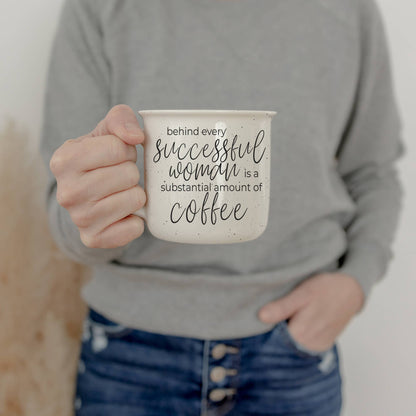 Gia Roma - Neutral Coffee Bar Decor, Ceramic Coffee Mugs With Quotes: Successful Woman