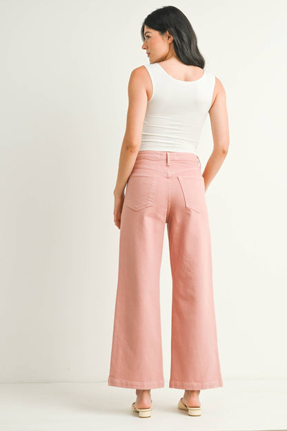 JUST BLACK DENIM - BP433J - DUSTY CORAL - Patch Pocket Wide Leg