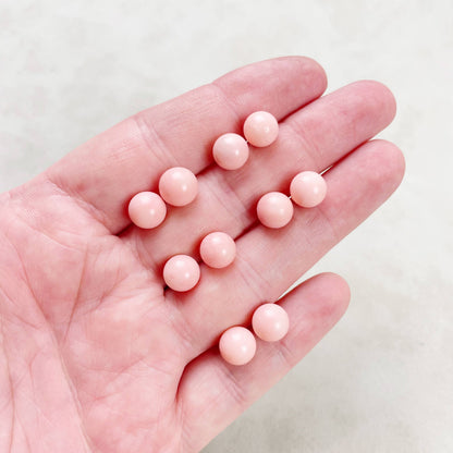 Ewelina Pas Jewelry - Silver 8mm Pink Coral Orb Stud Earrings