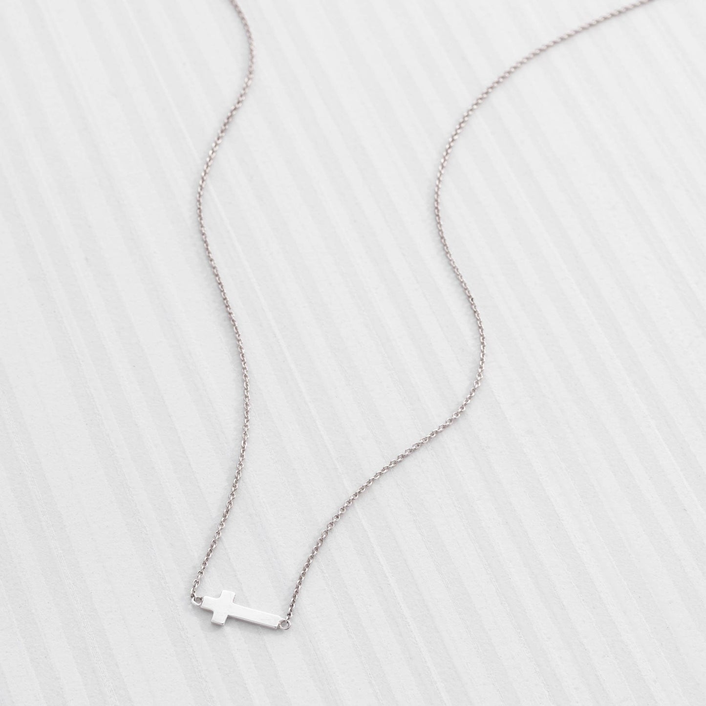 Silpada - Silpada 'Simplex Cross' Horizontal Cross Necklace in Sterlin: White