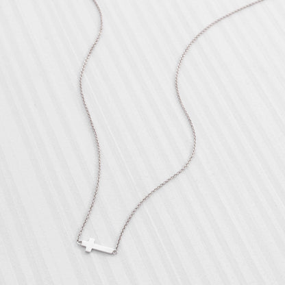 Silpada - Silpada 'Simplex Cross' Horizontal Cross Necklace in Sterlin: White