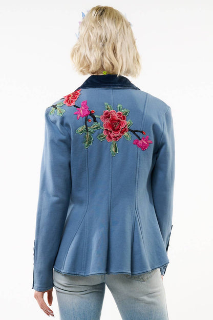 Aratta - Elise Embellished Blazer: Vintage Blue / XS