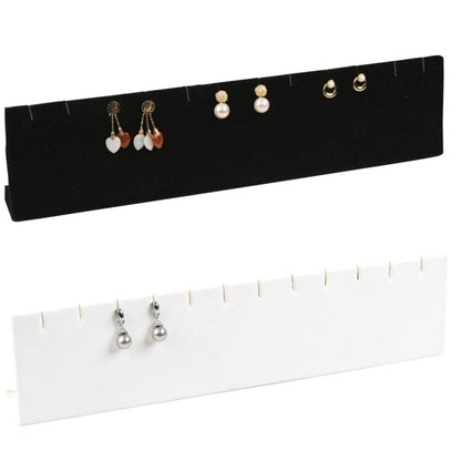 Zakka - Earring Pendant Slot Display Stand 12"L Velvet / Leather: White Leather