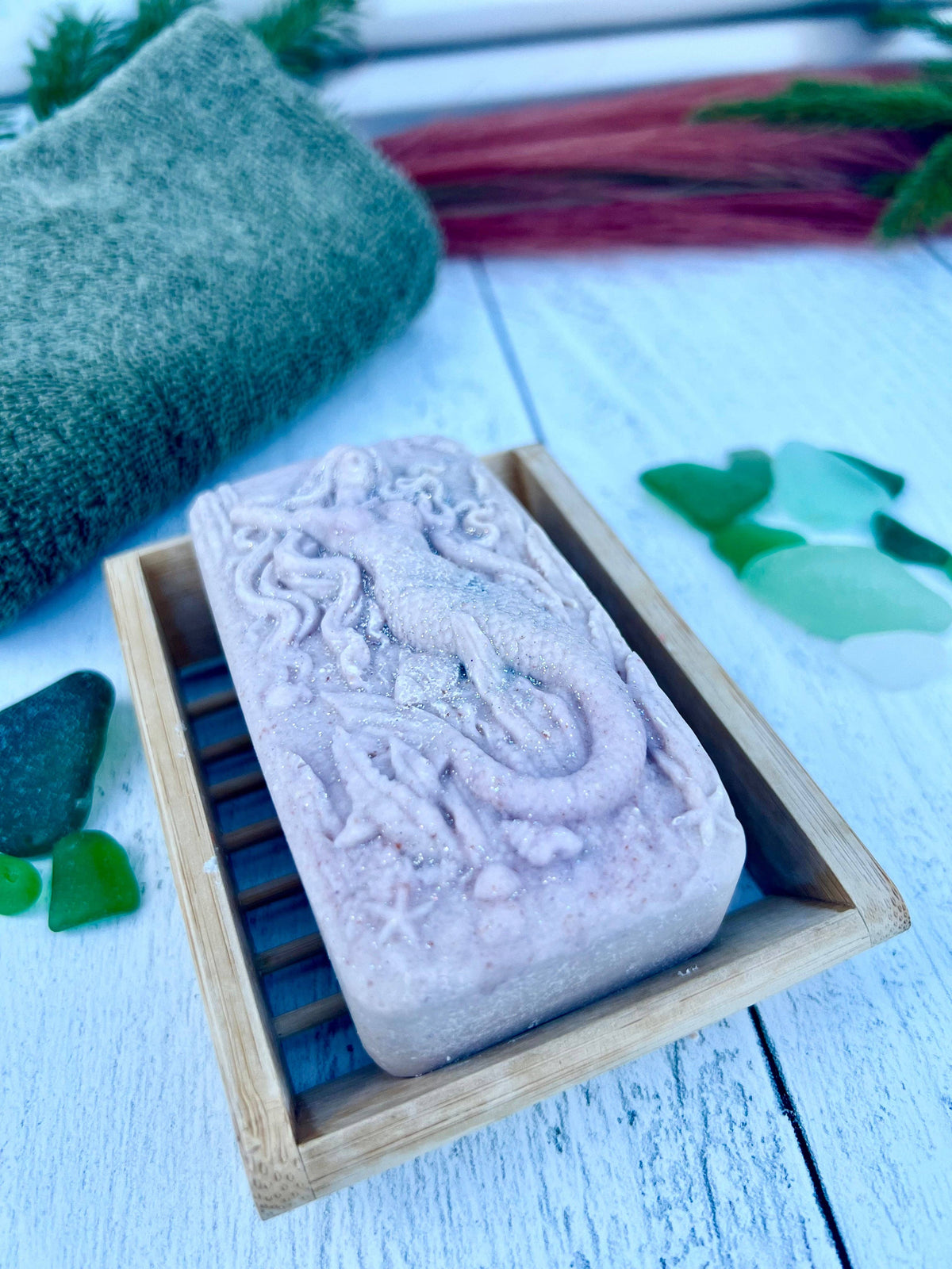 Fairyland Glade - Moon Magic Hidden Sea Glass Salt Soap Bar MADE TO ORDER