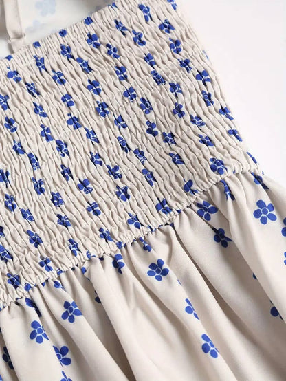 Rosa Clothing - Smocked mackerel print sundress seaside ocean strap dress