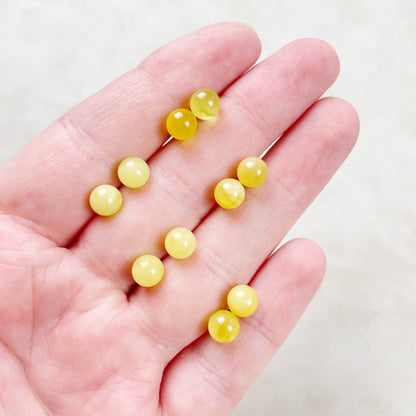 Ewelina Pas Jewelry - Silver 6mm Yellow Amber Orb Stud Earrings