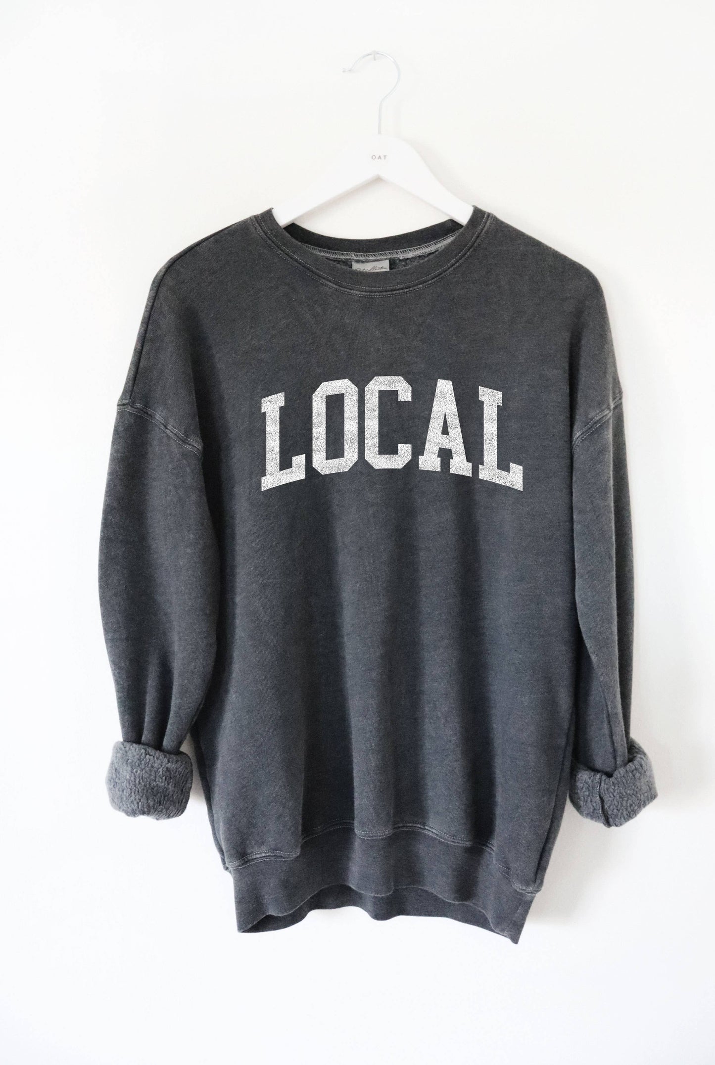 OAT COLLECTIVE - LOCAL  Mineral Washed Graphic Sweatshirt: VINTAGE DENIM / L