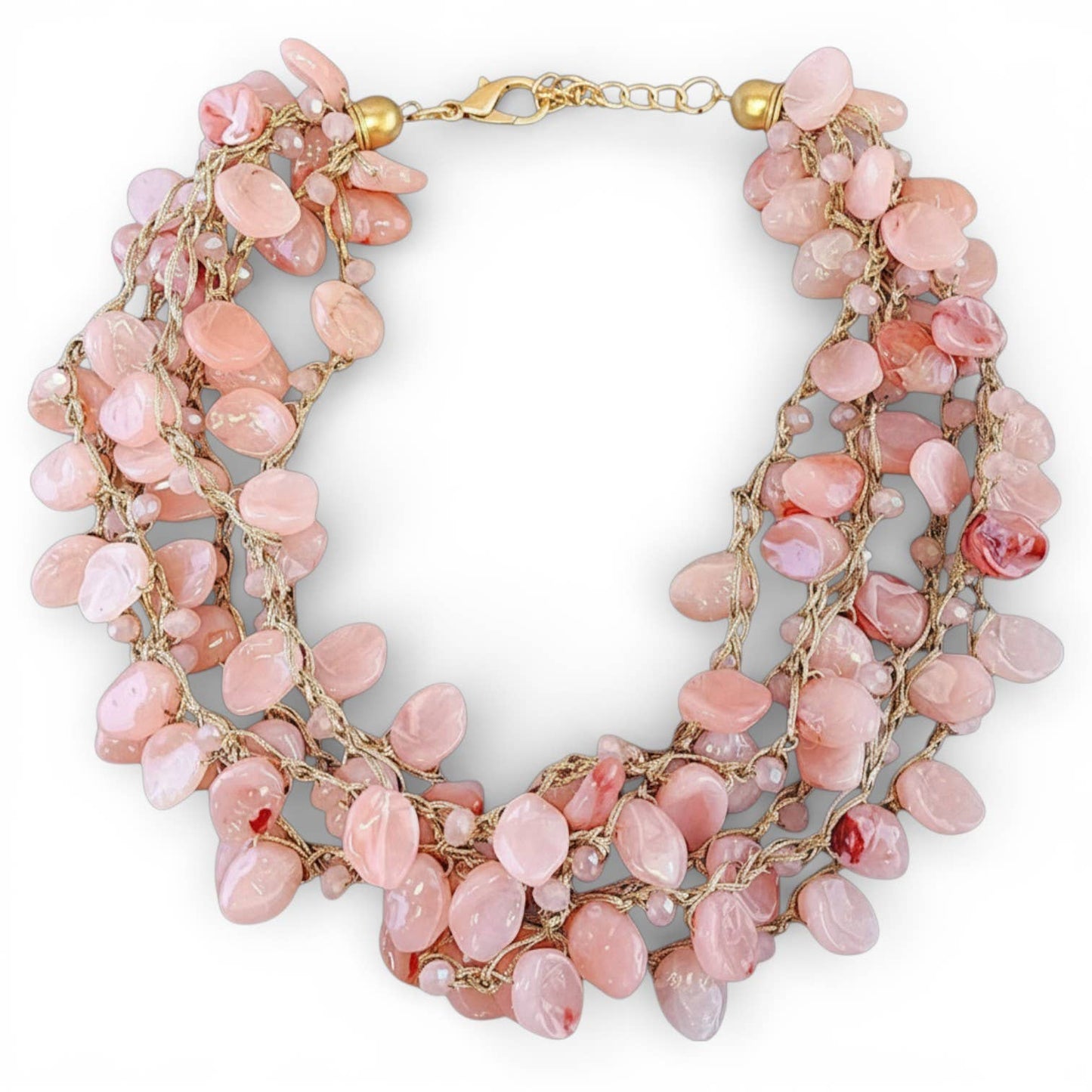 Bijoux Envie Statement Jewelry - Pink Beaded Collar Necklace | Coastal Statement Jewelry