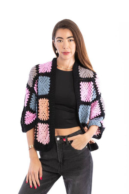 SAACHI - Modern Pastel Crochet Squared Short Jacket