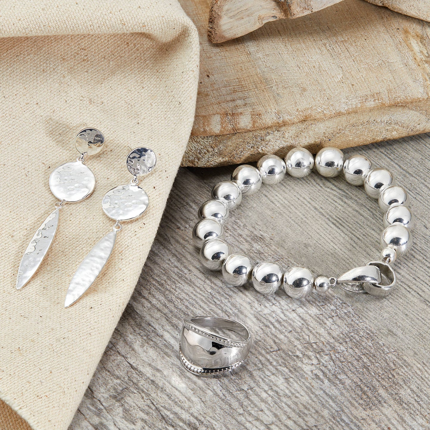 Silpada - Silpada 'Great Destinations' Silver Hematite Bracelet, 7.5": White / 7.5