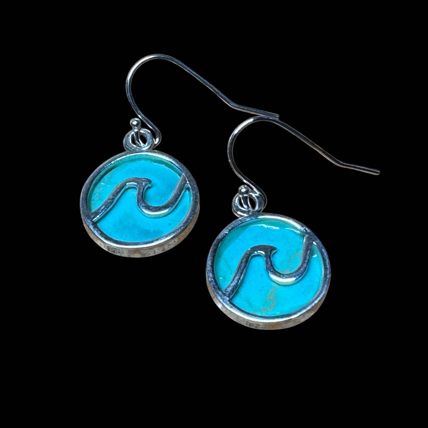 Jackie Gallagher Designs - Handmade Coastal Jewelry - Turquoise Wave Earring, sterling silver