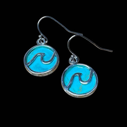 Jackie Gallagher Designs - Handmade Coastal Jewelry - Turquoise Wave Earring, sterling silver