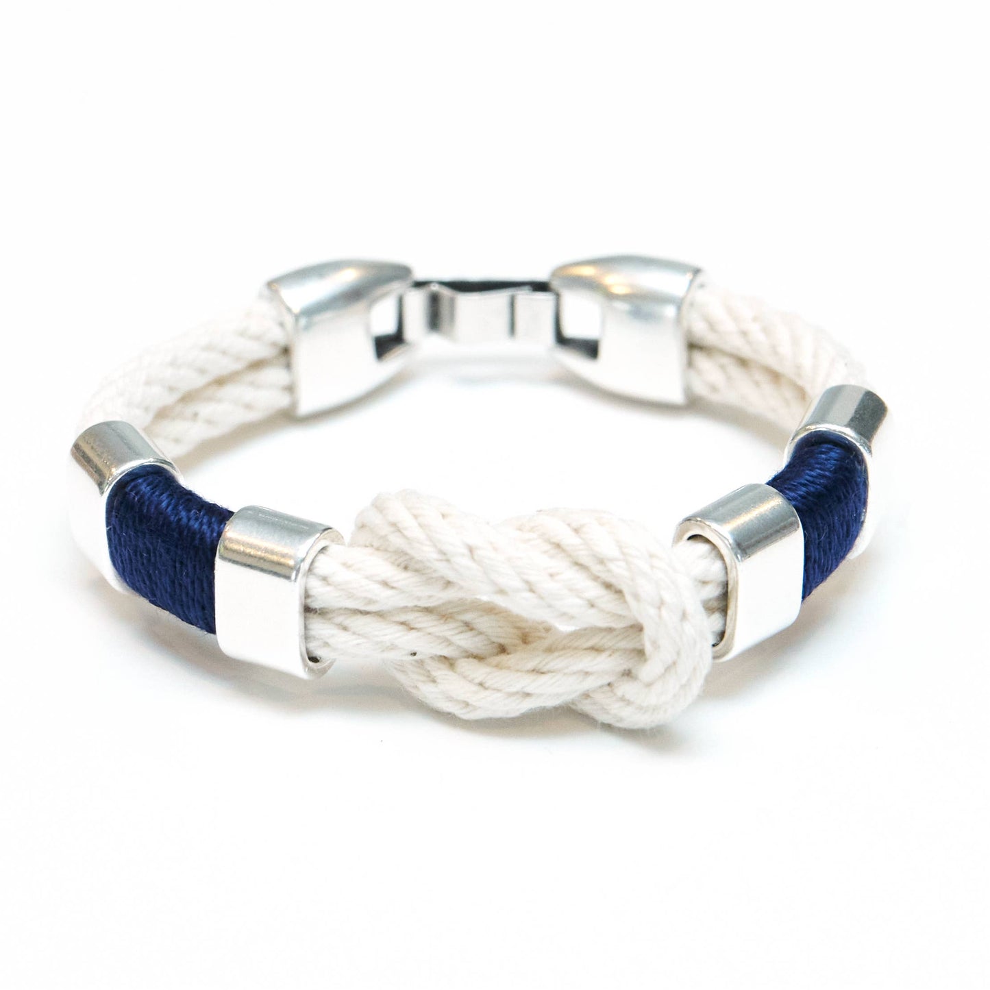 Allison Cole Jewelry - Starboard - Ivory/Navy/Silver - Nautical Rope Bracelet: S