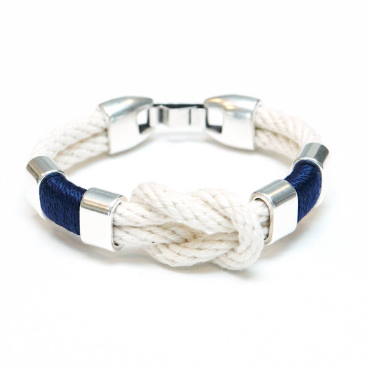 Allison Cole Jewelry - Starboard - Ivory/Navy/Silver - Nautical Rope Bracelet: S