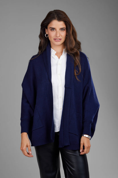 SAACHI - Open Front Oversized Cardigan Sweater: Red