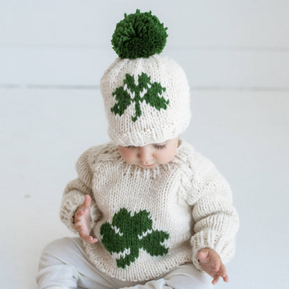 Huggalugs - Shamrock St. Patrick's Day Hand Knit Beanie Hat Baby & Kids