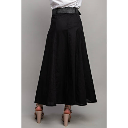 Sweet Generis - LINEN MAXI FLARE SKIRT with TRIM BELT