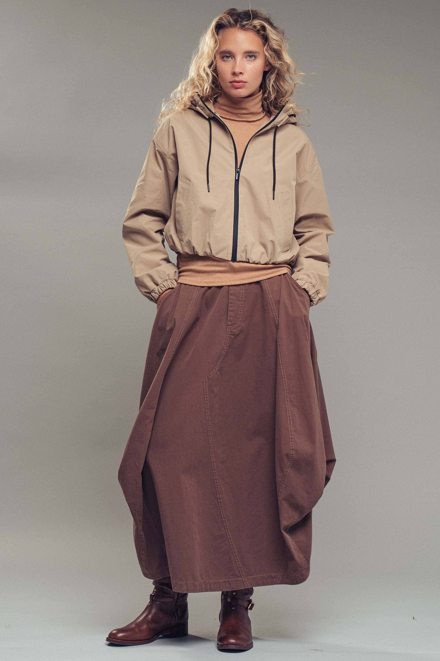 Urban Daizy - Balloon Hem Drawstring Maxi Skirt