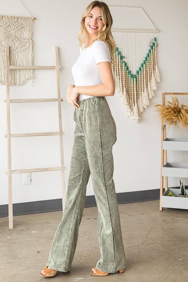 Oli&Hali - WASHED CORDUROY BOOTCUT PANTS - JP0082: CAMEL / L