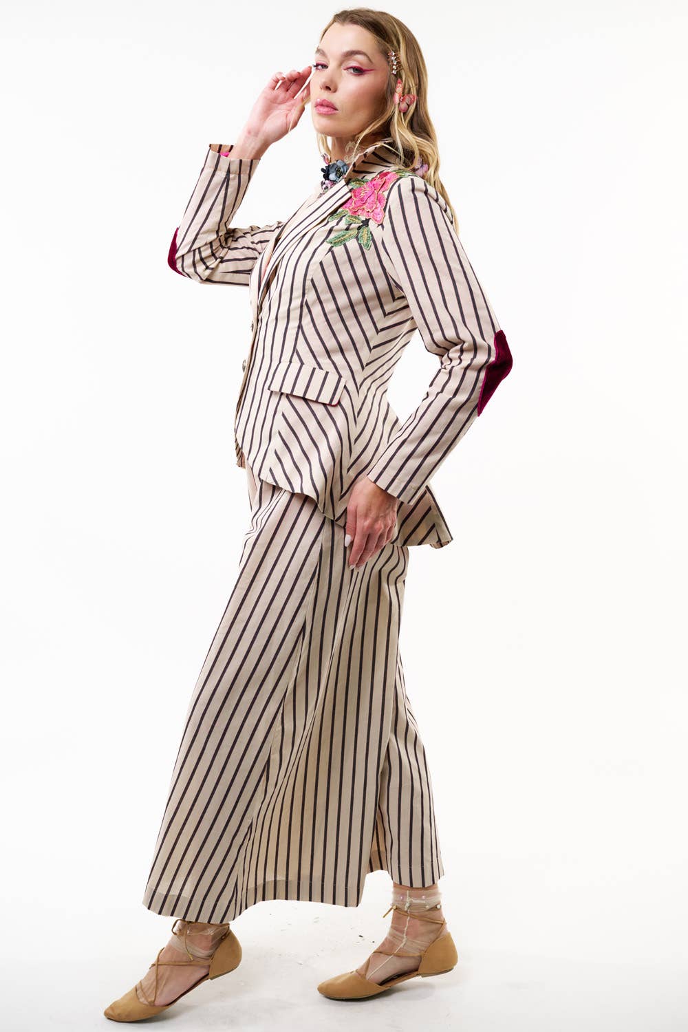 Aratta - Derby Princess Stripe Blazer: Cream Stripes / M