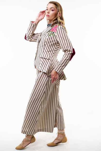 Aratta - Derby Princess Stripe Blazer: Cream Stripes / XL