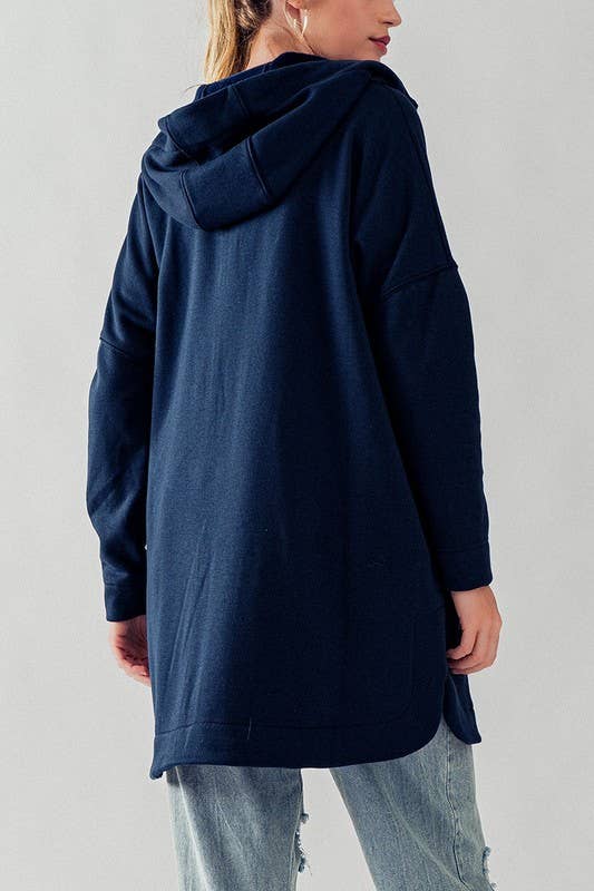 Oversized Side-Slit Zip-Up Hoodie Jacket