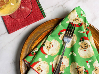 Dot and Army - Vintage Santa Cloth Napkins, set of four
