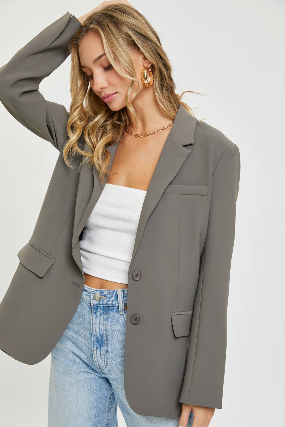 SW1553 OVERSIZED JACKET/BLAZER: BLACK / M