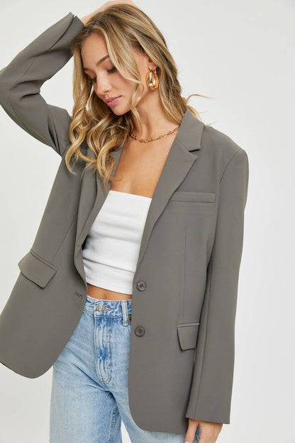 SW1553 OVERSIZED JACKET/BLAZER: BLACK / M