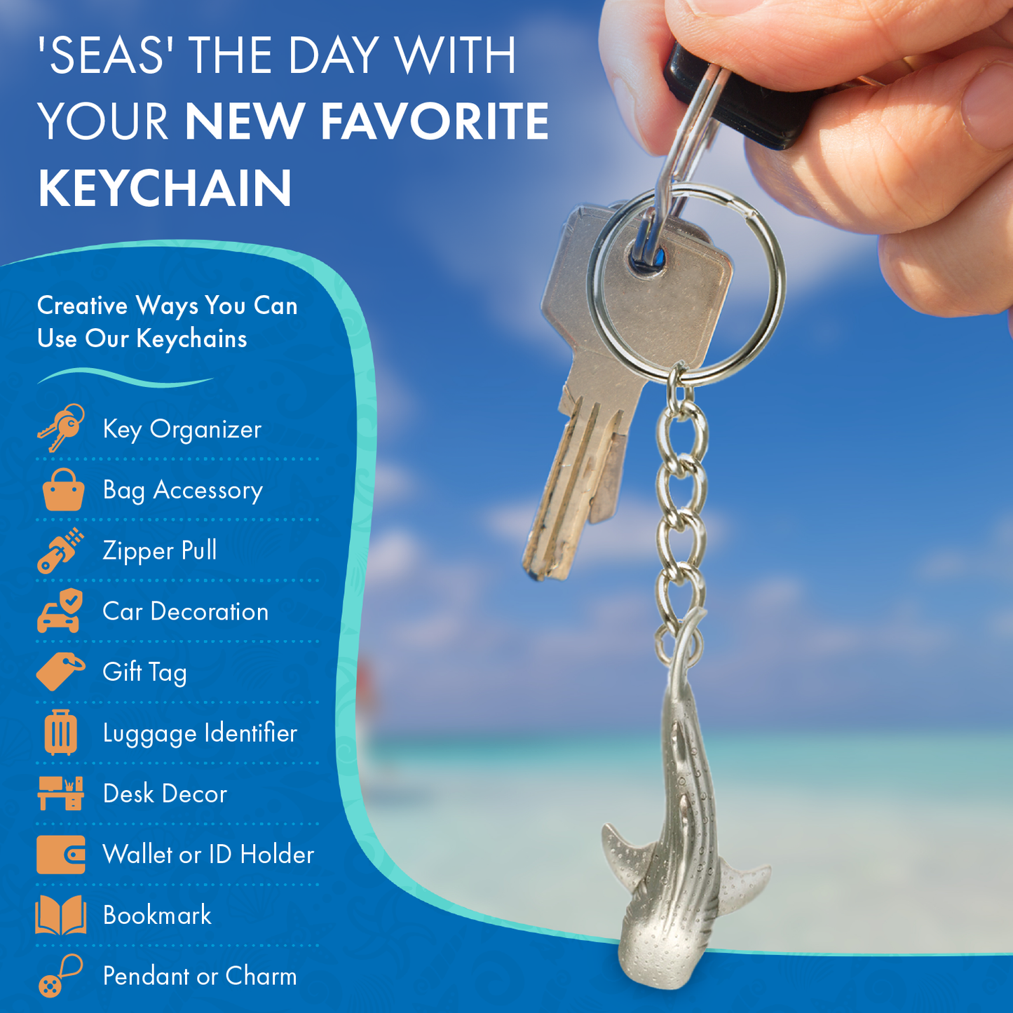 Big Blue by Roland St John - Manatee Keychain,-Manatee Key Ring, Mantatee Gifts